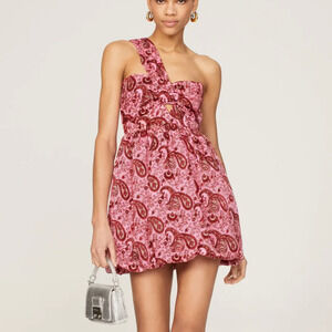Likely Pink Paisley Bubble Hem Mini Dress SIZE 12 Cocktail Corset Designer $228